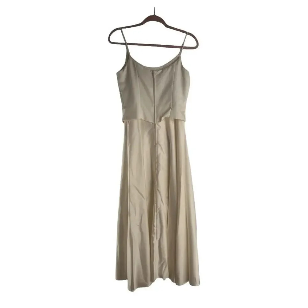 Scott McClintock Petite Wedding Dress Embroidered Rhinestones Ivory Satin Size 4 - Picture 2 of 16